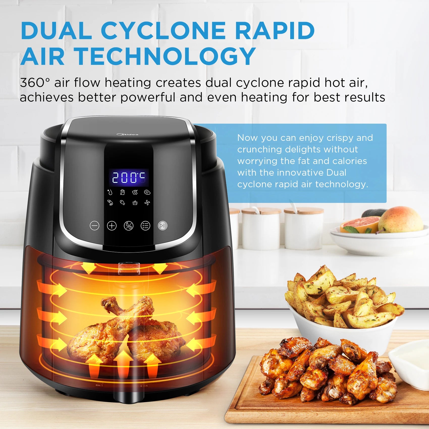 Midea Hot Air Fryer 4L, Oil-Free Airfryer